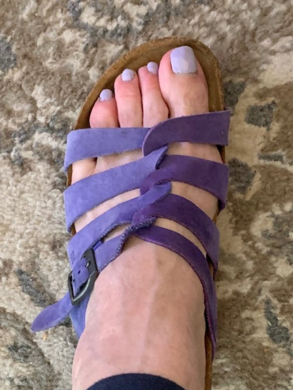 Blue & Purple Suede Naot Adjustable Sandals